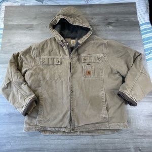 relaxed fit washed duck sherpa lined utility jacket carhartt